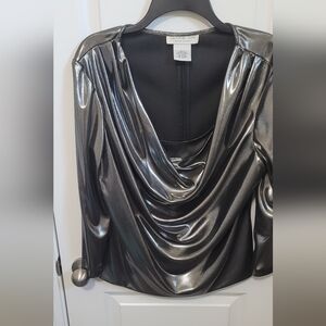 Jackie Jon  metallic silver parrty shirt.